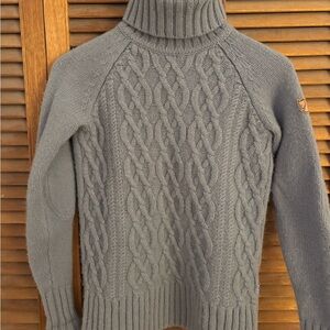 Fjallraven Gray Cable Knit Turtleneck Sweater